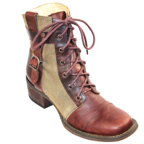 Durango World Traveler Lacer Oak Brown Vintage Leather Canvas Lace-Up Bo… - Picture 6 of 10